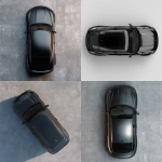 **3D rendering of a black car, top view, rendered from the top, simple 3D, C4D, blender, plain floor --v 7.0** - <@1090235509290319903> (fast)