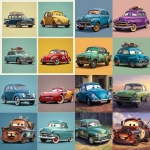 **Four cars in Disney style** - <@1246537402017906801> (fast)