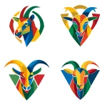 **a triangular multi-color goats head in the style of Kandinsky, vector graphic circular logo style** - Variations (Strong) by <@1054837681751867413> (fast)
