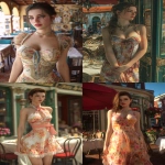 **ultra realistic, highly detailed summer luncheon dress worn by a beautiful young woman standing with a fancy restaurant behind her. HD --v 7.0 --ar 2:3** - <@1327691479602298971> (fast, stealth)
