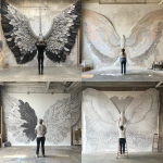 **Human sized mechanical wings in a studio wallpapered with manifold mosaic murmuration --personalize s4a1cl7 --stylize 444 --v 6.1** - <@1262167448971513869> (fast, stealth)