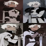 **Anime movie PV, a handsome man, white hair, blue eyes, holding a sword, battle scene, draugr --ar 9:19 --raw --p eq9ed63 --sref 372958133 --niji 6** - <@347448894403379200> (fast, stealth)