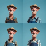 **cartoon character, farmer, wears a futuristic farmers outfit, pixar artstyle --v 7.0** - Variations (Region) by <@798906196995997708> (fast)