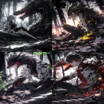 **In the woods, a dragon monster was burned. 282313 Anime, perfect details, glossy, anime style, HD 32k --ar 3:5 --raw --sref <https://s.mj.run/C4LBTfT22GA> <https://s.mj.run/kIk1DMj5RxA> <https://s.mj.run/qqPwqlnbEws> --sw 100 --stylize 700 --iw 0 --niji 6** - <@409716268476923920> (fast)