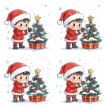 **Christmas toy, children's illustration, color light illustration, on a white background, simple style, line art, sticker --s 250** - Variations (Subtle) by <@806668441582305311> (fast)