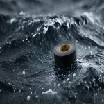 **a National Geographic photograph of a roll of black gaff tape floating on the ocean, --ar 16:9** - Image #2 <@960702118686244966>