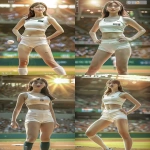 **<https://s.mj.run/IFPVZ7RE-BY> a cinematic ultra-realistic full-body shot of a beautiful Korean female ceremonial baseball pitcher standing confidently on the mound in a bright stadium, using the reference image for face, body shape, and pose, wearing atight, form-fitting sleeveless cropped sports top and short white spandex shorts**, both in matching ivory or pure white tones, made of thin elastic sports fabric, no logos or text, toned athletic physique, soft natural lighting, sunlight reflecting on the field, blurred cheering crowd in the background, cinematic vibrant atmosphere, 9:16 vertical composition --v 6.0 --ar 9:16 --no logo, text, brand, watermark --raw** - <@1404035603569311864> (fast)
