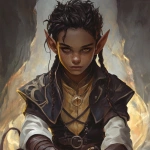 **a brown skinned elf warlock boy with black hair** - Image #1 <@784252075265490974>