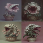 **A weird carnivorous predatory rafflesia kaiju monster, bursting out of a terra cotta pot, cinematic style --ar 3:4 --exp 40 --profile nw1kv4l --v 7.0** - <@981947740646932550> (fast)