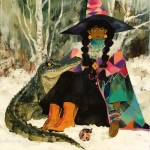 **Warrior witch thundersnowpunk with long braids and stylized warrior witch’s hat and alligator companion in the snow --sref 1999999999 1999999991 416557976 2252558232 698008135 1078492728 2187294478 217414415 416417418 7337 80085 696969 47 73 97 100 --sv 4 --niji 6 --p grjlt42 --raw** - Image #1 <@948741381743083580>