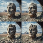 **<https://s.mj.run/l3N7LAIWuQc> the ruins of a Carolingian kings head in a landscape --v 7.0 --raw** - Variations (Subtle) by <@1071135204846096475> (relaxed)