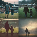 **father and son holding hands in a football stadium, they are far from the photo, fans in the background** - <@450124934837043201> (fast)