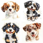 **water color cute funny puppy with expressive face on white background hand made --v 6.1** - <@1149548134817599520> (fast)