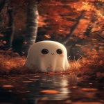 **cottagecore Halloween ghost aesthetic poster print, mahogany, trendy cozy aesthetic, --ar 2:3 --s 250 --v 6.1** - Image #2 <@1007106543935823902>
