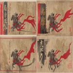 **representation of a templar knight in a horse with a battle flag with a gold leaf print of a illuminated folio dragon and a long red ribbon, nagssugtoqidian orogeny background, hanafuda sumi-e style --ar 5:2 --v 7.0** - Zoom Out by <@1007668391764557996> (fast)
-# Create, explore, and organize on [midjourney.com](<https://midjourney.com/imagine?from_discord=1>)