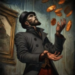 **a man catching coins in a numismatic madness --sref <https://s.mj.run/kKRWWBM5fkc> --v 7.0 --raw** - Image #3 <@1071135204846096475>