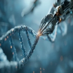 **ultra clean photorealistic futuristic AI nano-robot repairing a DNA strand, precision mechanical micro-arms placing molecular fragments, glowing repair nodes, translucent DNA lattice, high-detail nano surfaces, advanced CRISPR biotechnology aesthetic, cold blue sterile lighting, zero noise, cinematic macro realism, floating micro particles, depth of field, cutting-edge biomedical engineering, no text, no watermark --ar 16:9 --v 7.0 --q 2 --raw** - Upscaled by <@1313398896784834591> (fast, stealth)