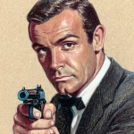 **portrait of Secret Agent James Bond receiving a Walther PPK** - Image #1 <@1068810948908945440>