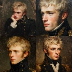 **painted Regency era portrait of a napoleonic era officer. Black uniform, twenty two years old. Blonde with blue eyes. Thoughtful, poetic.** - <@645095506447564800> (fast)