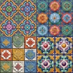 **seamless pattern, moonstone spanish style tile with candy colors, different colored tiles --v 7.0** - <@508726899095240716> (fast)