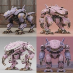 **mighty Xenozord, giant bipedal robot with xenomorph head and xenomorph mouth, large sharp claws, lavender colored --chaos 20 --ar 3:4 --exp 10 --stylize 200 --v 7.0** - <@281826490209796096> (relaxed)