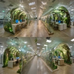 **A brightly lit image of a children's attraction installed between office desks, featuring a vinyl greenhouse with a tunnel structure measuring 2 meters in height, 2.5 meters in width, and 7 meters in depth, with an exterior of a forest interior and a cloud canopy interior. --ar 4:3** - Variations (Strong) by <@580349603761750038> (fast)
-# Create, explore, and organize on [midjourney.com](<https://midjourney.com/imagine?from_discord=1>)