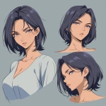 **original anime character, hand-drawn portrait style, thick bold outlines, clean cel-shading, visible sketch lines, crosshatching on fabric folds and underlying anatomy, ultra-detailed line art with zero clutter, sharp and defined facial features, full-color rendering, high visual clarity of face and body, character-centered composition include multiple perspective variants: frontal heroic close-up (face and torso squared), three-quarter angle showing jawline and stance depth, low-angle upward shot for size and presence, high-angle downward for clothing detail, side profile close-up with flowing fabric and sharp expression uncluttered background, zero special effects, only character and clothing, emphasis on silhouette, expression, pose, and detailed costume, anime character design with clear visual logic --niji 6 --raw** - Image #4 <@266429059049848832>