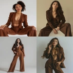 **professional branding photoshoot, ultra realistic, same facial features, same face, identity preservation, Brazilian woman, elegant women’s tailoring outfit, saddle brown / caramel brown tones, high-waisted wide leg tailored pants, cropped blazer or tailored vest, clean studio background, soft professional lighting, modern fashion editorial, instagram branding --v 6.0 --ar 4:5 --chaos 5 --raw** - <@1459272180138381427> (fast)