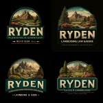 **A professional, 3D logo for an expert landscaping company called "Ryden Landscaping & Lawncare", specializing in large-scale landscape engineering & design for businesses and very wealthy individuals.** - Variations (Strong) by <@761225412164321321> (fast)