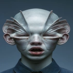 **reconfigured face, out of place ear, rearranged face, mouth above eyes, nose on chin, surreal fluidity crisis, mangled facial features --ar 2:3 --raw --sref 1809924337 77 13 6 95 24 --p ajjw9qi --exp 50 --sv 4 --s 666 --v 7.0** - Image #2 <@788265797444173834>