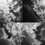 **archangel without sword falling in sky black and white photography --v 7.0** - <@819073620625981460> (fast)
