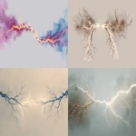 **on a light background, show two lightning bolts coming together, --ar 16:9** - <@1027284504282398760> (fast)