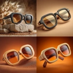 **Designer sunglasses with a cubicle, squarish-roundish frame, crafted with soft, pliable materials for a squishy, comfortable wear. Minimalist modern design with a matte finish, blending fashion with ergonomic comfort, styled as a high-end studio product shot. --ar 1:1 --v 7.0 --q 2 --stylize 450** - <@1399228740487086292> (relaxed, stealth)
