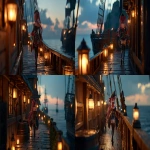 **full body anime-style pirate idol girl inspired by Houshou Marine from Hololive, walking gracefully along the edge of a pirate ship deck while singing, eyes looking toward the distant horizon, crimson twin tails moving in the wind, detailed pirate costume, cinematic lighting with soft lantern glow, highly detailed anime artwork --v 7.0 --ar 16:9 --oref <https://s.mj.run/jlFWf63AZNQ> --ow 400** - <@1112784568303497357> (turbo)