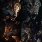 **aggressive wolf with intimidating eyes showing his teeth, dramatically lit , hyper realistic qualities, unreal engine,** - <@973572765686829076> (fast, stealth)