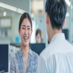 **Beautiful Japanese woman and handsome Japanese man smiling and talking together in a bright modern office, teamwork and friendly atmosphere, natural light, clean desk environment, cinematic lighting, professional recruitment photography, cheerful workplace vibe --ar 16:9 --v 6.0 --raw** - Image #4 <@1074578484602601522>