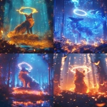 **A mythical fox made of fire, a halo of electricity floating above head, fireflies flying around background, inside of a mystical misty forest, embers in foreground, cinematic, bokeh effect, abstract, foxfire, 3d, uhd, octane render, --ar 3:4 --niji 6** - <@812948421366644747> (fast, stealth)