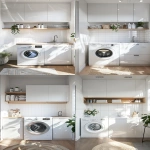 **odern apartment laundry room, one washing machine, sink, cabinets, light color palette, potted flowers, laundry products on shelves, clean and minimal design, bright natural light, cozy and organized, realistic, frontal view --v 6.0 --ar 9:16** - Variations (Strong) by <@1095141824018010255> (fast)
-# Create, explore, and organize on [midjourney.com](<https://midjourney.com/imagine?from_discord=1>)