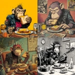 **monkey eating french toast breakfast in the style of Heavy Metal comic books** - <@1133242545728663653> (fast)