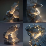 **A marble statue emerging from rough stone, cracks glowing with golden light, a chisel of light striking away fragments, symbolic of transformation through pain, surreal and spiritual atmosphere, hyperrealistic detail --ar 9:16** - <@1321783096353357878> (fast)