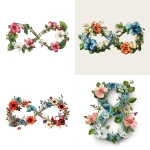 **infinity symbol with flowers and leaves in the design, white background** - <@1028770350189776956> (fast)