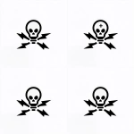 **a simple illustration logo of a skull and cross bones where the skull is a lightbulb and the crossbones are thin symmetrical lightning bolt symbols --v 7.0** - Variations (Region) by <@340952336275079170> (fast)