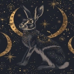 **moonlit jackrabbit, crescent moon and stars motifs, mystical boho, navy and gold accents, clean background, subtle grain --ar 4:5 --v 6.0 --no text --raw** - Image #4 <@1150647384779530290>
