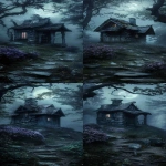 **<https://s.mj.run/7DEPwZwHTbc> old aged small hut on a hill, deep in the woods, foggy moonlight, windy, style of foreshortening techniques, dynamic pose, high contrast, photo grade, 16K, HDR, --ar 9:20 --v 6.0** - Variations (Subtle) by <@346339918877818883> (fast)