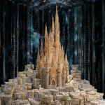 **A castle with stacks of dollar bills made of crystal gold, the background is a digital world. --ar 2:1** - Image #1 <@1029252550395969647>