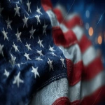 **minimalist professional hero banner background for government IT security website, subtle gently waving American flag in muted red white navy blue tones blended seamlessly into soft gradient dark blue sky with faint bokeh lights for patriotic atmosphere, overlay abstract digital network elements like glowing circuit lines subtle shield icons and data streams in translucent navy symbolizing cybersecurity and national protection, clean abstract high contrast for text overlays no people or literal objects, wide landscape format --ar 16:9 --v 7.0 --sref <https://s.mj.run/-ARlOWar58I> <https://s.mj.run/UMBQMA5Dw_E> <https://s.mj.run/SQzf9izuWwA> <https://s.mj.run/ArZCwlvpIDU> --s 250** - Image #1 <@1102631290769002566>