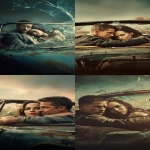 **Tom Hardy and Angelina Jolie are hugging and sitting in the back seat of a convertible with a broken windscreen. They look happy but serious, and the broken window is visible behind them in a composition reminiscent of a film poster. --ar 17:32** - <@1407017110605140150> (relaxed)
-# Create, explore, and organize on [midjourney.com](<https://midjourney.com/imagine?from_discord=1>)