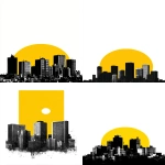 **tokyo skyline silhouette, bold yellow rectangle sun setting behind the buildings, minimalist japanese-inspired design, clean sharp lines, modern streetwear graphic, urban aesthetic, centered composition, no background, white backdrop --v 7.0 --ar 2:3 --raw** - <@559495662253899776> (fast)