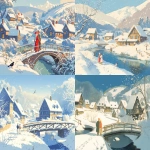 **vintage travel brochure illustration, 1950s style, gouache, watercolor details. Nelly and her companion, embracing, contemplate the snowy landscape from a picturesque bridge. The murmuring stream winds through the snowy valley. A solitary thrush perches on a snow-covered branch. Half-timbered houses with snow-covered roofs huddle together. The couple's footsteps are imprinted in the fresh snow. The couple in the foreground, the stream and half-timbered houses in the second plan, the snowy valley in the background. The stream winding through the valley. Precise details on the couple's clothes, the textures of the snow, and the architectural details of the houses. A poetic, melancholic, and intimate atmosphere. The snowy Seine valley, with its streams, forests, half-timbered houses, and winter sky. A soft and diffuse light. A palette of soft and pastel colors. Raymond Savignac, Jean Colin, SNCF posters, École de Paris style, visual poetry, French tourism of the 1950s. --ar 3:2 --niji 6** - <@230763620764614656> (relaxed, stealth)
-# Create, explore, and organize on [midjourney.com](<https://midjourney.com/imagine?from_discord=1>)