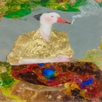 **<https://s.mj.run/w3WUq9uJd08> modern vintage 3d gangsta NeRF cartoon duck made up of a beautiful opalized wood colors, smoking a cigar, sitting on a tree stump --v 7.0 --p ojgx1bc 1dby126 besdyf1 qu45389 --iw .50 --no borders --ar 9:16 --s 450 --q 4 --c 3** - Image #4 <@1059292469474373672>